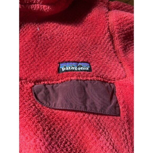 Womens Patagonia Bright Red Polartec Deep Fleece Snap T Pullover Hoodie Small - Picture 2 of 9